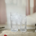 hand blown embossed decorative transparent flower glass vase